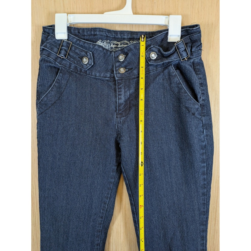 Mujer Moderna Womens Size 13 Dark Wash Straight Leg Jeans Y2K Buckle Detail